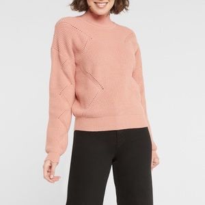 Gilli Peach Pink Ribbed Mock Neck Sweater Medium